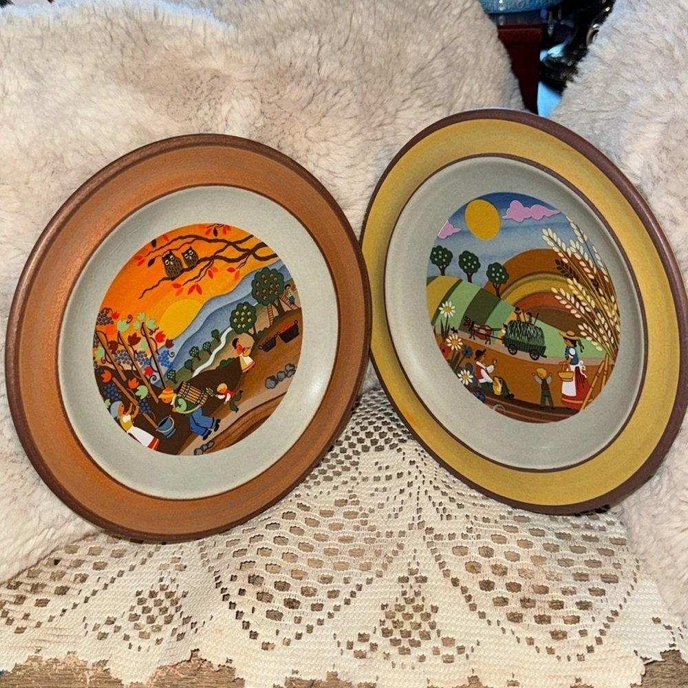 Scharmberg Set of Two Decorative Plates from Germany. 6.5 inches across & down